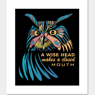 Mystic Owl "A wise head makes a closed mouth" Posters and Art